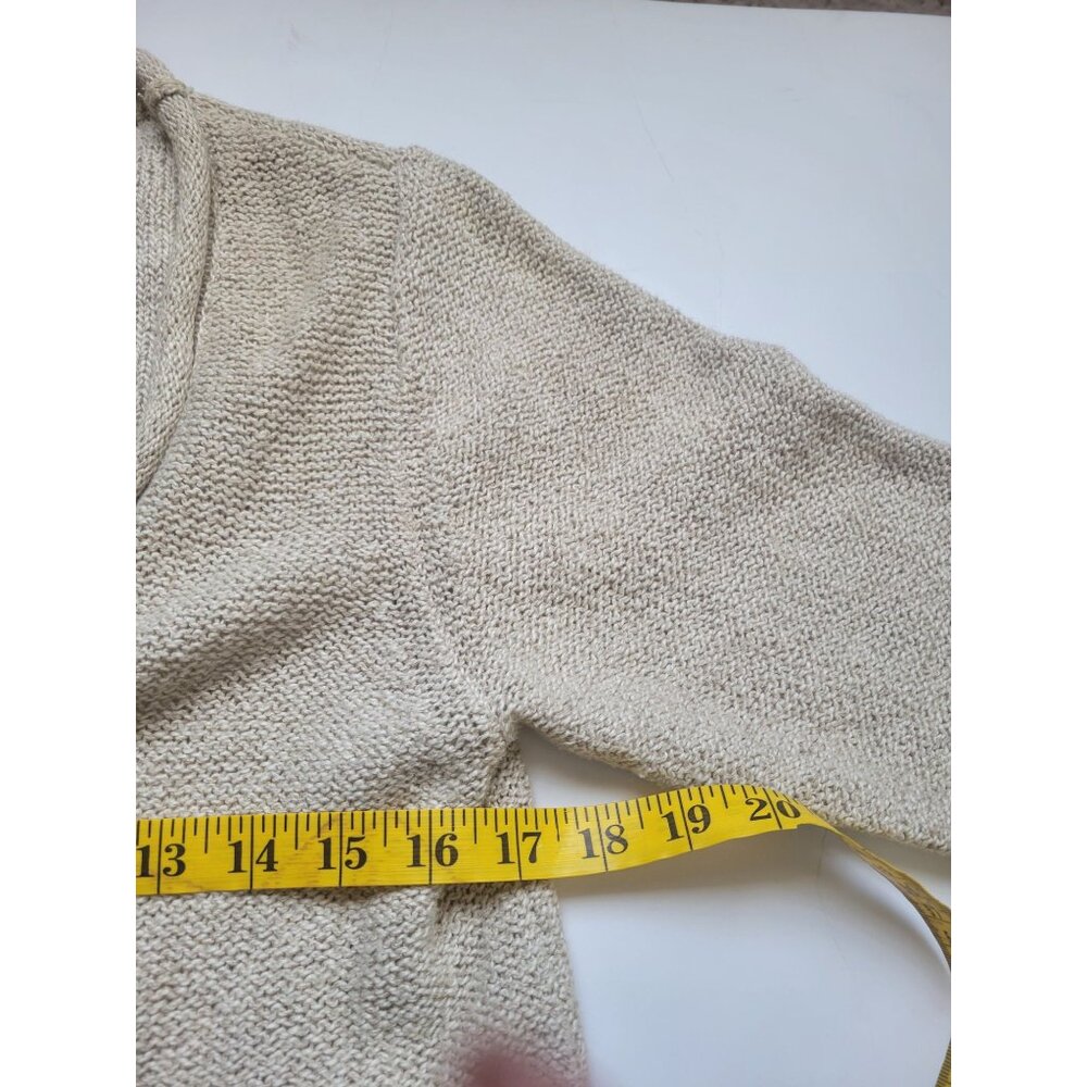Habitat Beige Linen Long Line Lone Sleeve Cardigan with Pockets Size S Lagenlook - Picture 9 of 12
